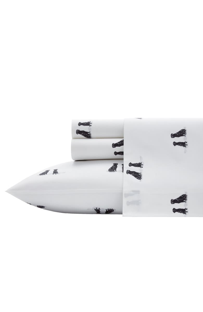 Eddie Bauer Labrador Fields 200 Thread Count 100% Cotton Percale Sheet Set, Main, color, White