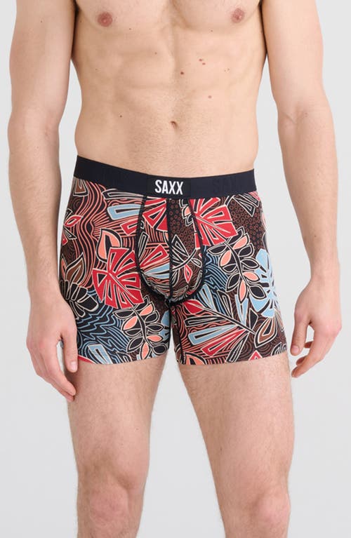 Saxx Vibe Super Soft Slim Fit Boxer Briefs In Desert Palms- Red Multi