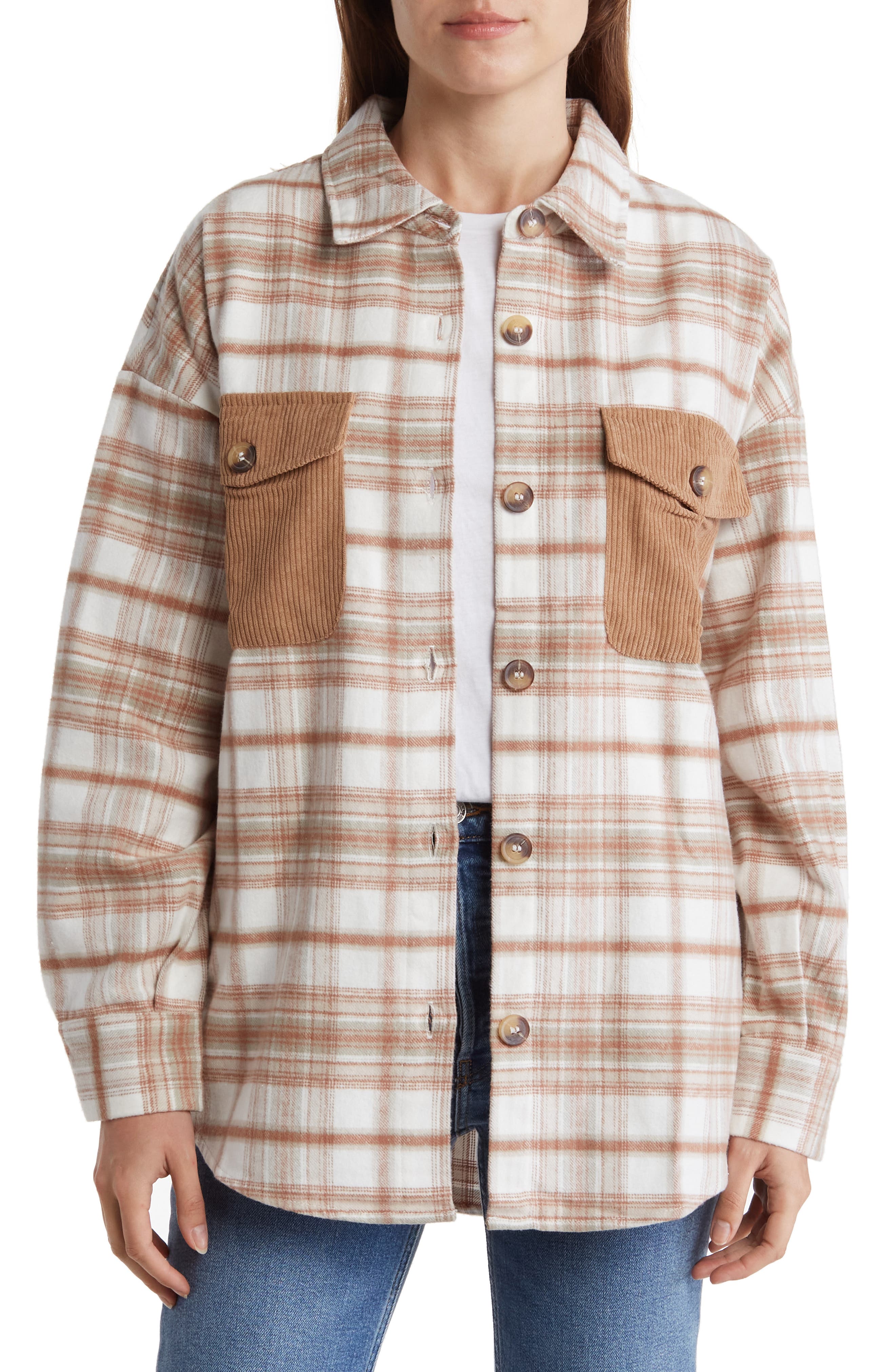 Steve Madden Plaid Shirt Jacket 