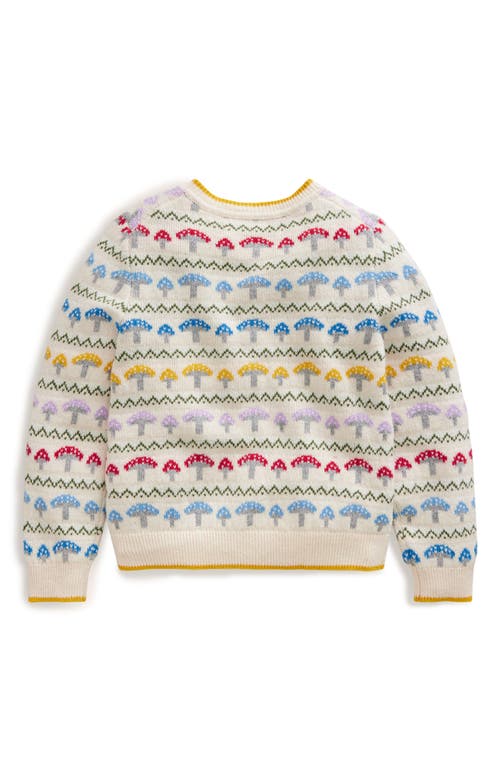 Shop Mini Boden Kids' Edie Toadstool Fair Isle Cardigan In Ecru Toadstool Fair Isle