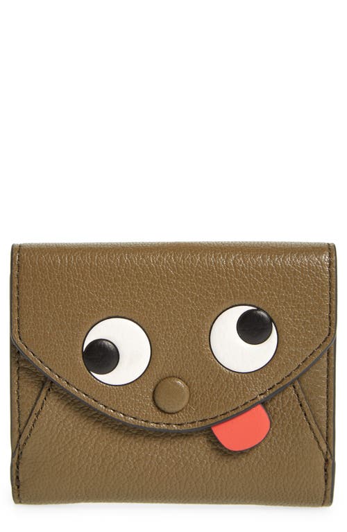 Shop Anya Hindmarch Mini Eyes Leather Card Case In Fern/clementine