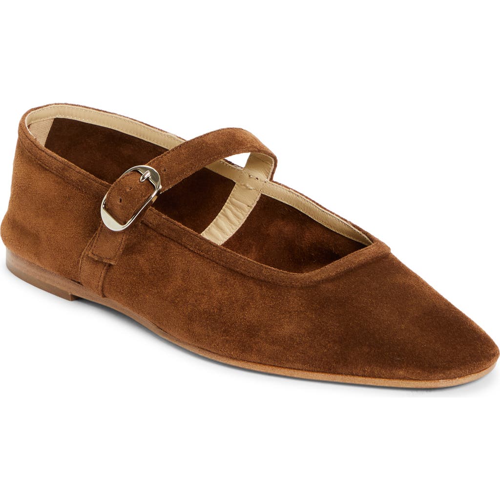 Le Monde Beryl Suede Mary Jane Flat in Dark Cinnamon