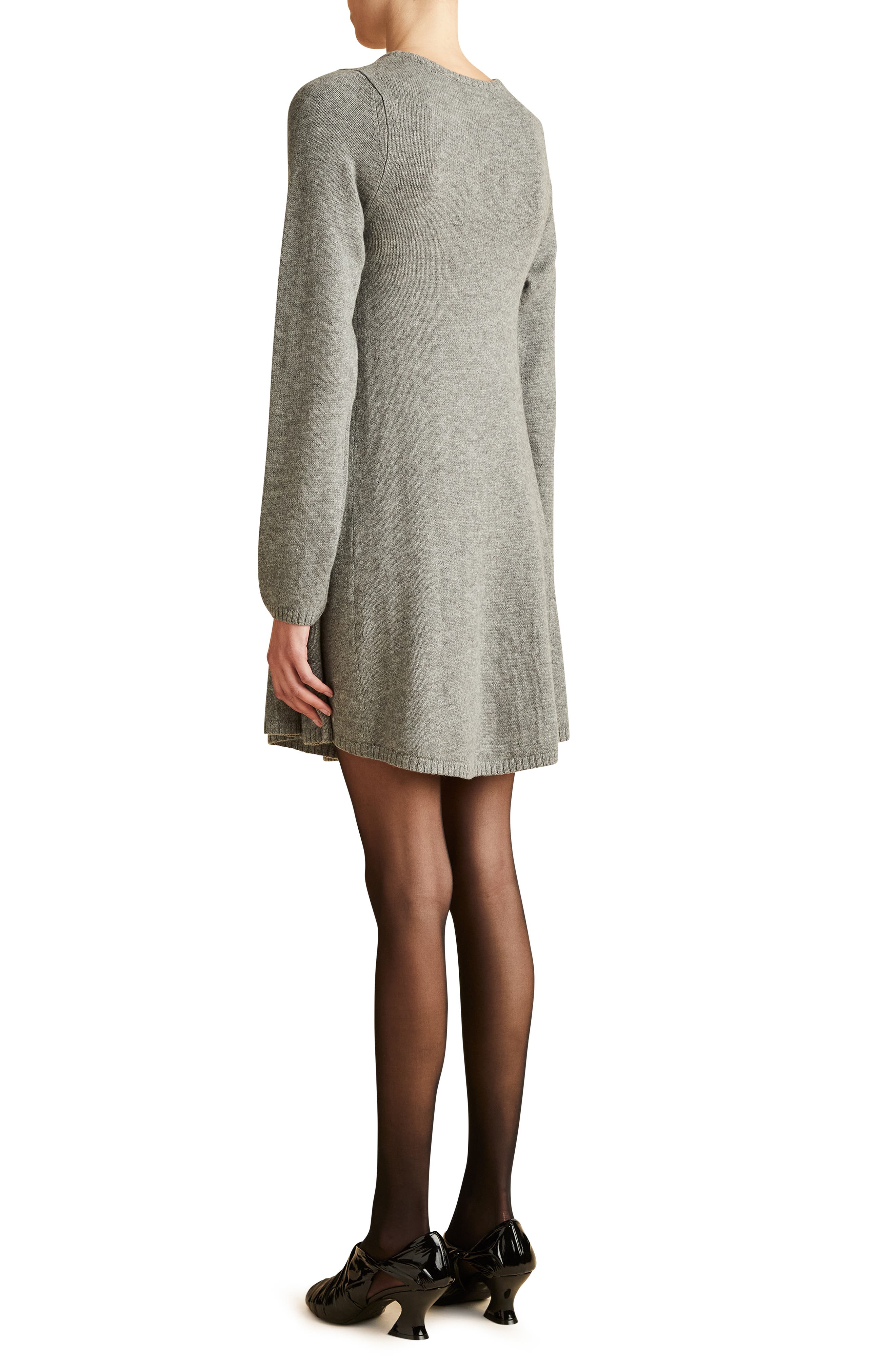 Khaite Fleurine Long Sleeve Cashmere Sweater Dress in Smoke