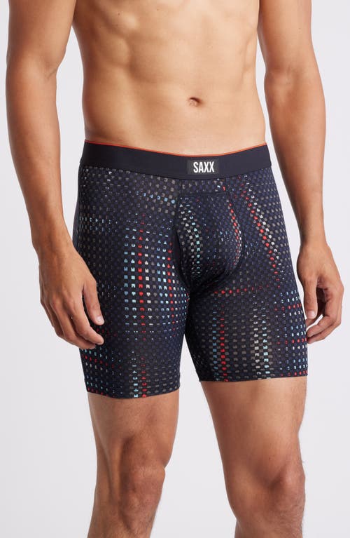 SAXX Mesh Boxer Briefs in Optic Grid-Black 