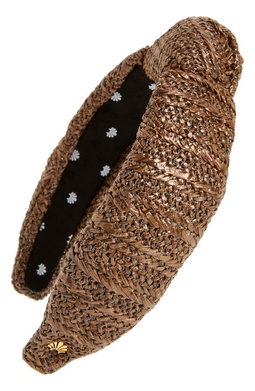 Lele Sadoughi Raffia Knotted Headband in Chocolate at Nordstrom