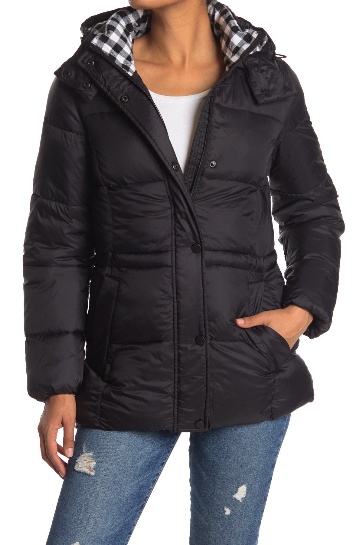 nylon puffer jacket women's