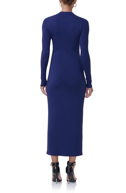 Shop Afrm Juniper Long Sleeve Jersey Maxi Dress In Bright Navy