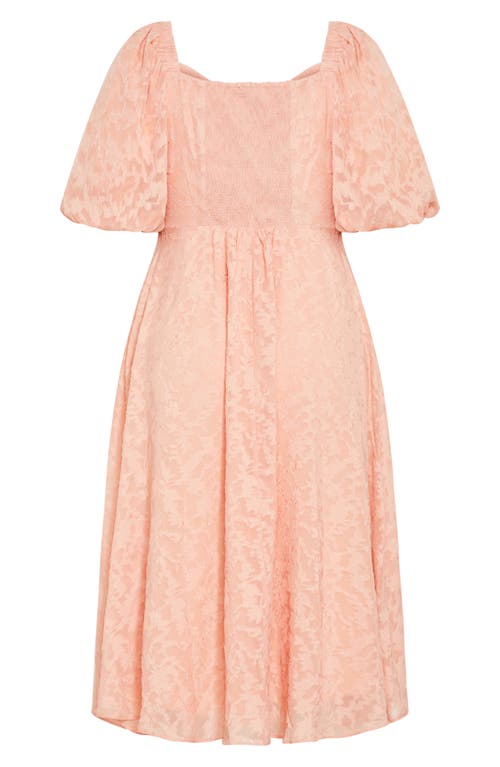 City Chic Inez Floral Cutout Puff Sleeve Dress In Dusty Pink