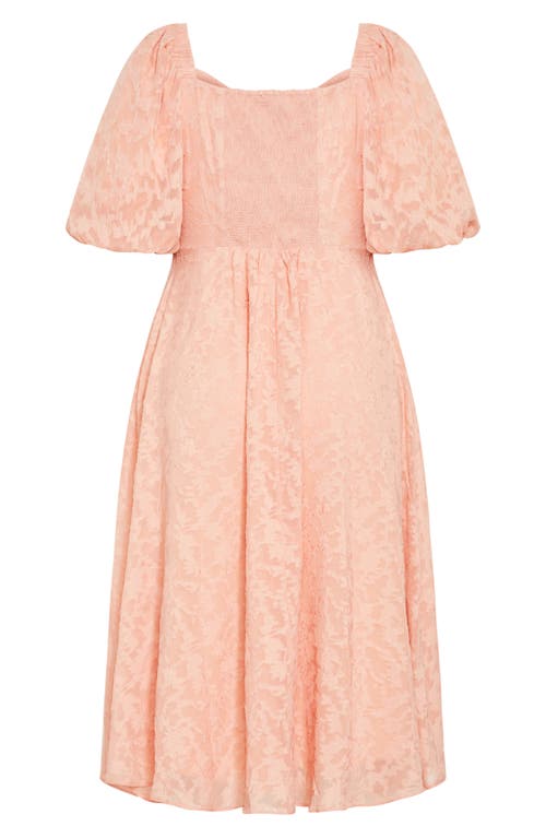 Shop City Chic Inez Floral Cutout Puff Sleeve Dress In Dusty Pink