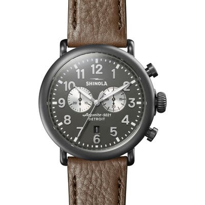 Shinola The Runwell Chrono Leather Strap Watch, 47Mm