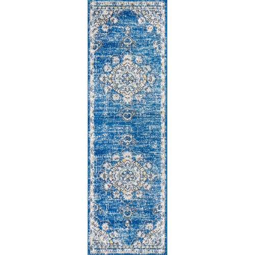 Shop Jonathan Y Bohemian Flair Boho Vintage Medallion Area Rug In Blue/cream