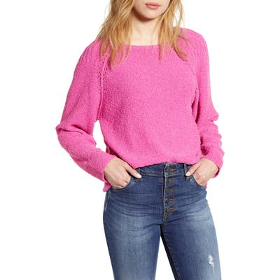 Caslon Boat Neck Boucle Sweater, Pink