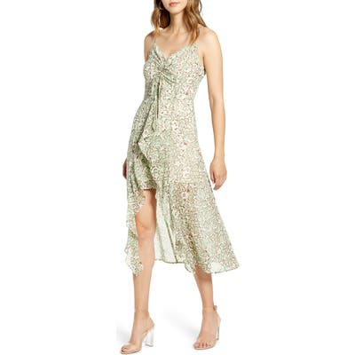 J.o.a. Animal Print Ruched Front Dress, Ivory