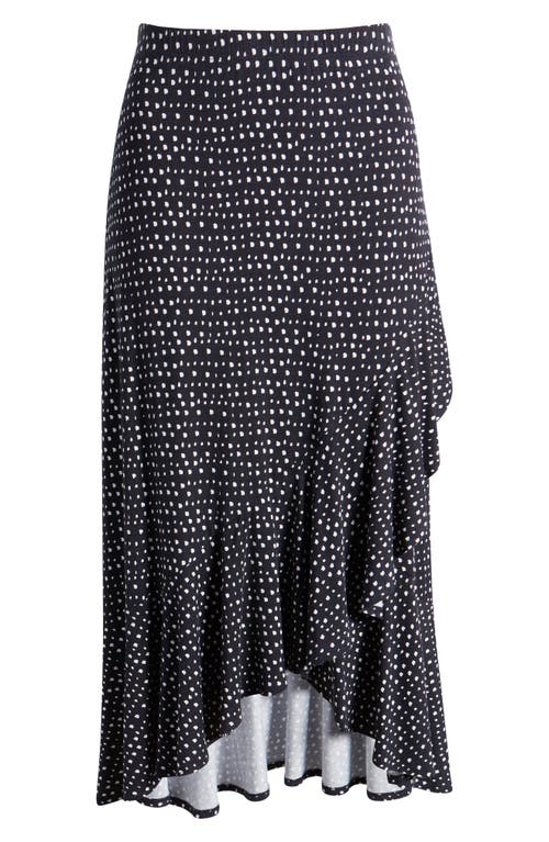 Loveappella Flounce Midi Skirt In Black/ivory