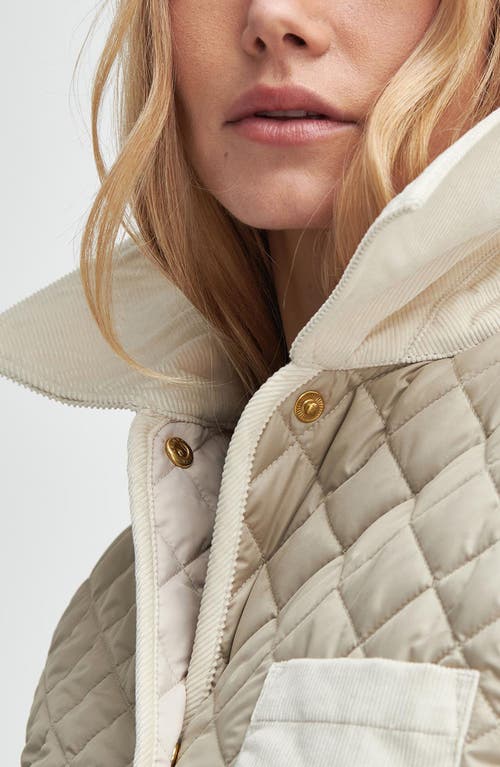 Shop Barbour Fleur Quilted Jacket In Light Sand/blanc