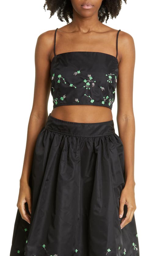Ganni Embellished Crop Camisole In Black