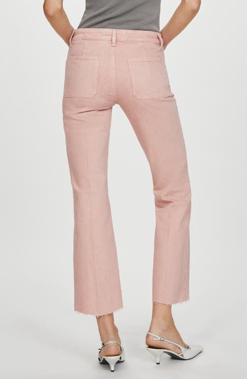 Shop Mango Alex Raw Hem Patch Pocket Crop Flare Jeans In Pink