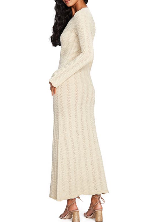 Shop Capittana Ella Gold Long Sleeve Knit Cover-up Maxi Dress In Gold/ivory