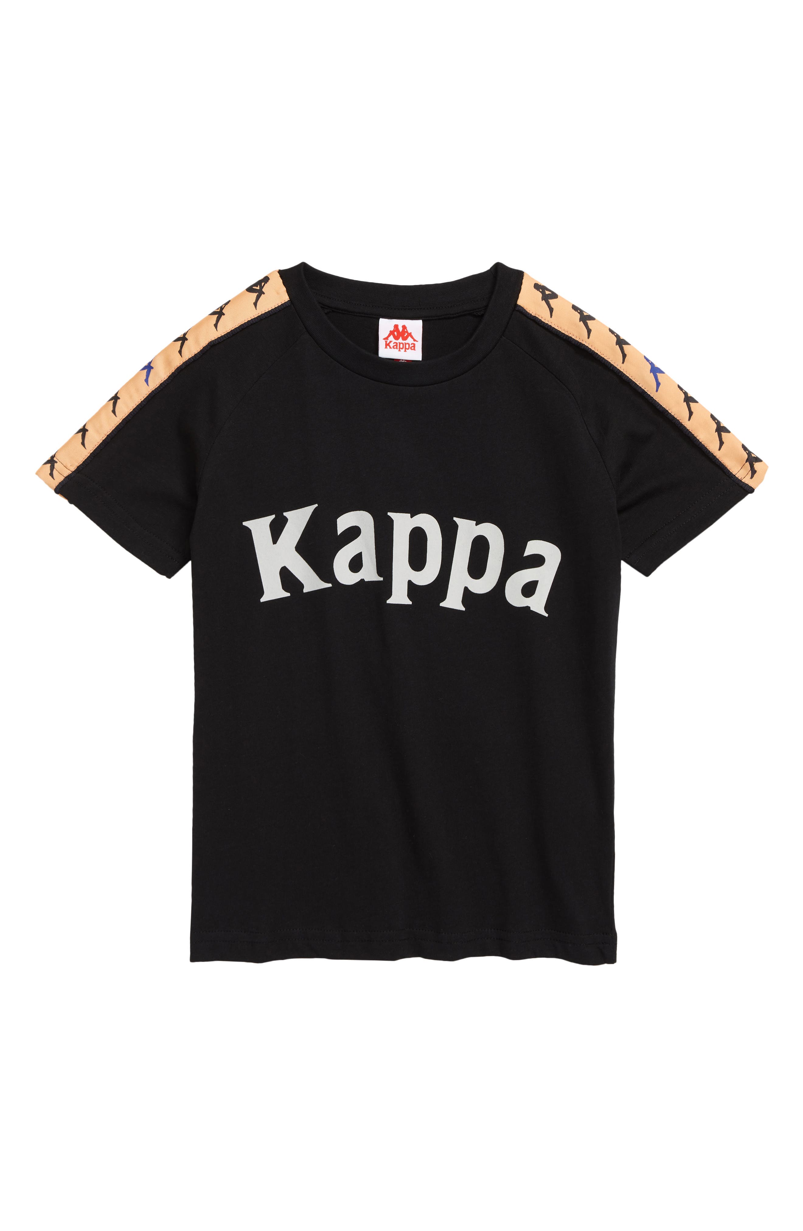 Kappa Kids' 222 Banda Deto Logo Tape Cotton Graphic Tee in Black-Orange-Blue at Nordstrom, Size 10Y Us