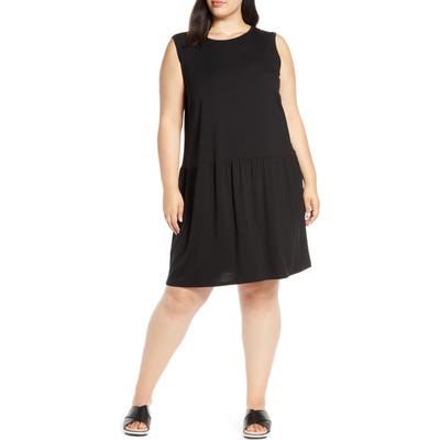 Plus Size Eileen Fisher Drop Waist Jersey Dress, Black