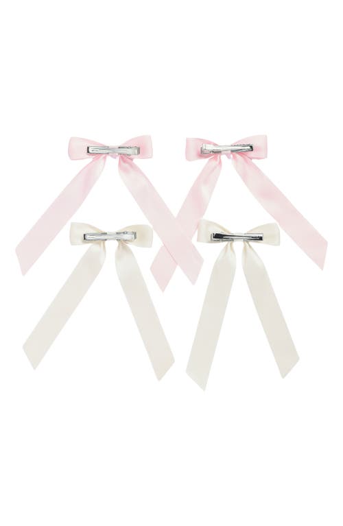 Shop Capelli New York Kids' 4-pack Satin Bow Hair Clips In Pink Combo