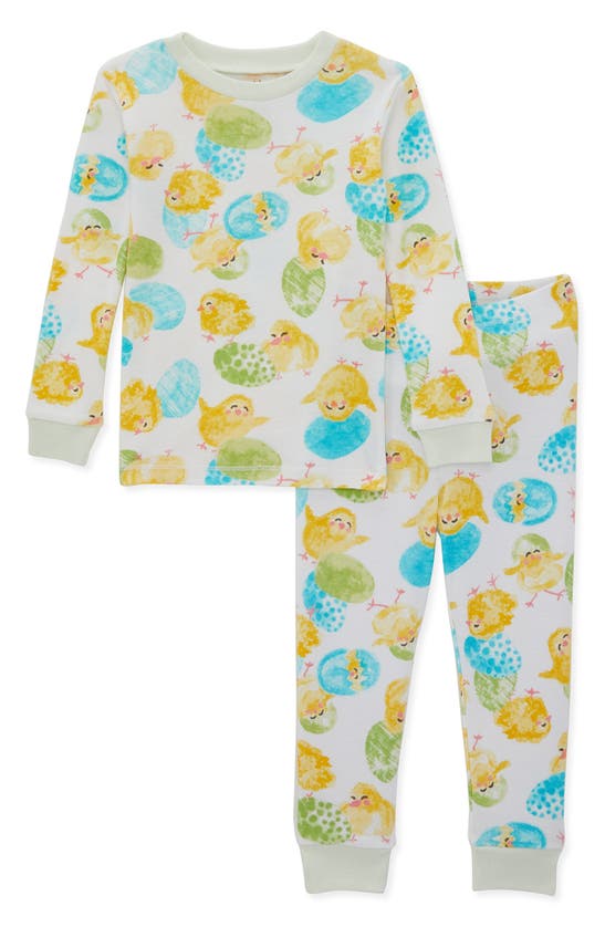 Burt's Bees Baby Babies' Lil Hatchlings Two-piece Fitted Organic Cotton Pajamas In Honeydew