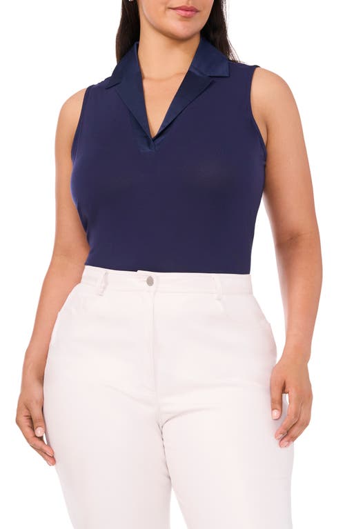 halogen(r) Notched Collar Knit Top in Classic Navy