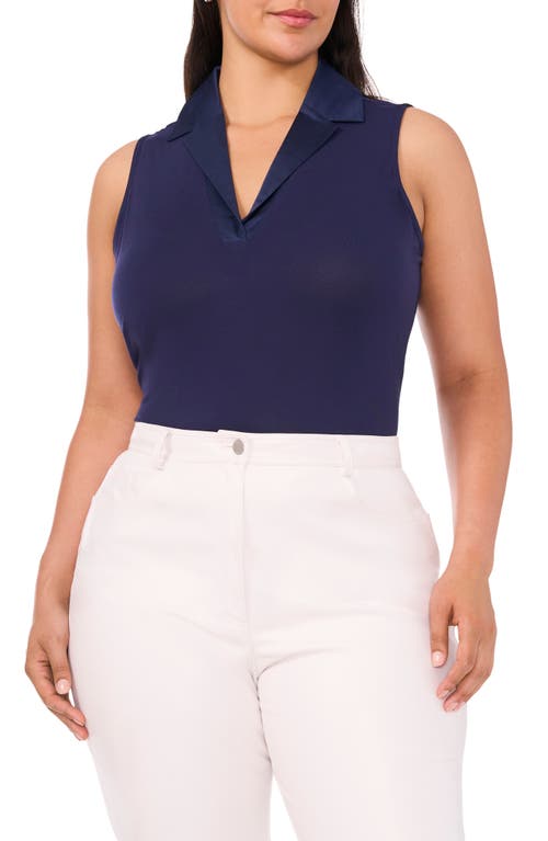 halogen(r) Notched Collar Knit Top Classic Navy at Nordstrom,