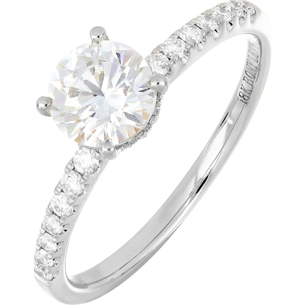 Bony Levy Pavé Diamond & Cubic Zirconia Solitaire Engagement Ring Setting In Metallic