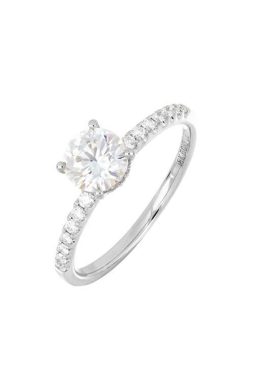 Bony Levy Pavé Diamond & Cubic Zirconia Solitaire Engagement Ring Setting in White Gold/Diamond at Nordstrom, Size 6.5