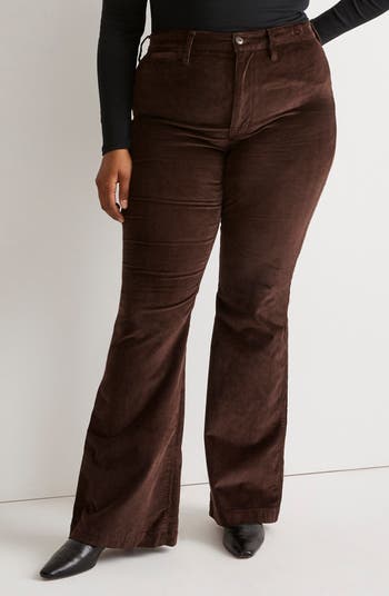 Fashion On Earth Velvet Corduroy Flare Pant - Women's Pants in Brown