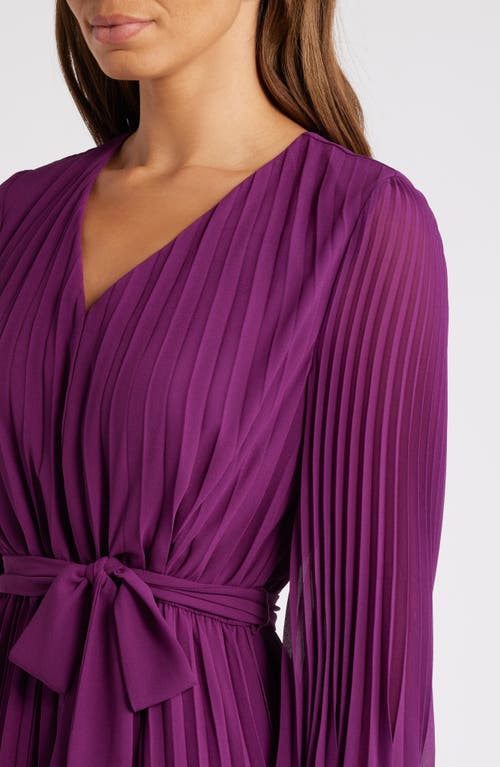 Shop Sam Edelman Pleated Long Sleeve Dress In Eggplant