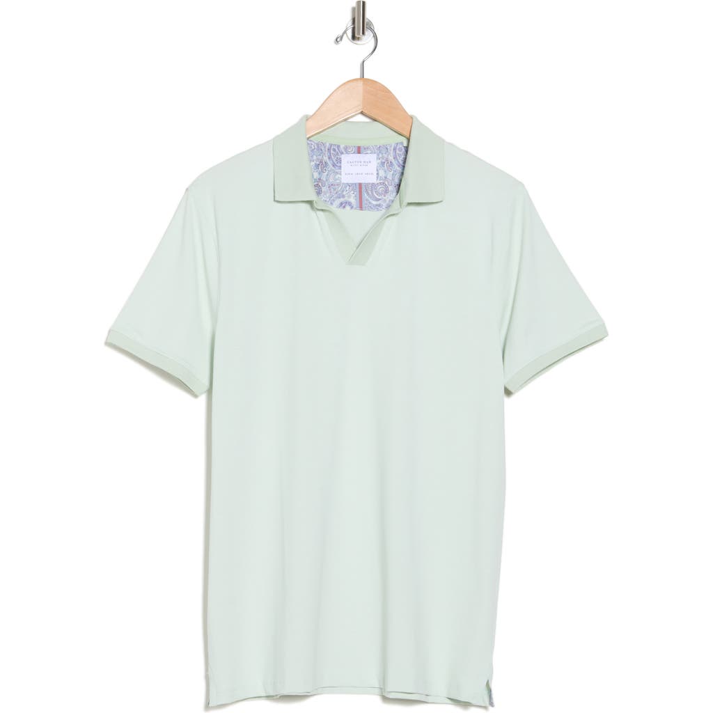 Cactus Man Tipped Johnny Collar Polo In Green