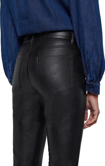 High Waist Slim Kick Faux Leather Flare Pants