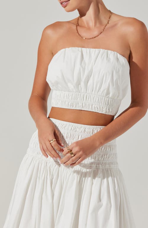 Shop Astr The Label Alani Strapless Cotton Blend Crop Top In White