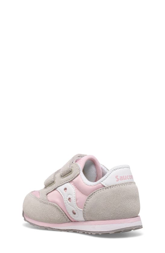 Shop Saucony Jazz Hook & Loop Sneaker In Grey/ Pink/ White