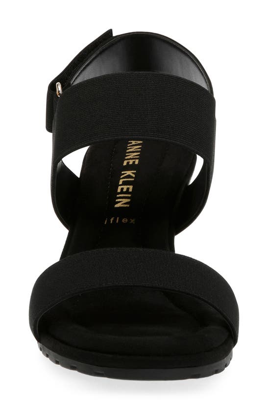 Shop Anne Klein Silvy Wedge Sandal In Black Elastic/ Patent