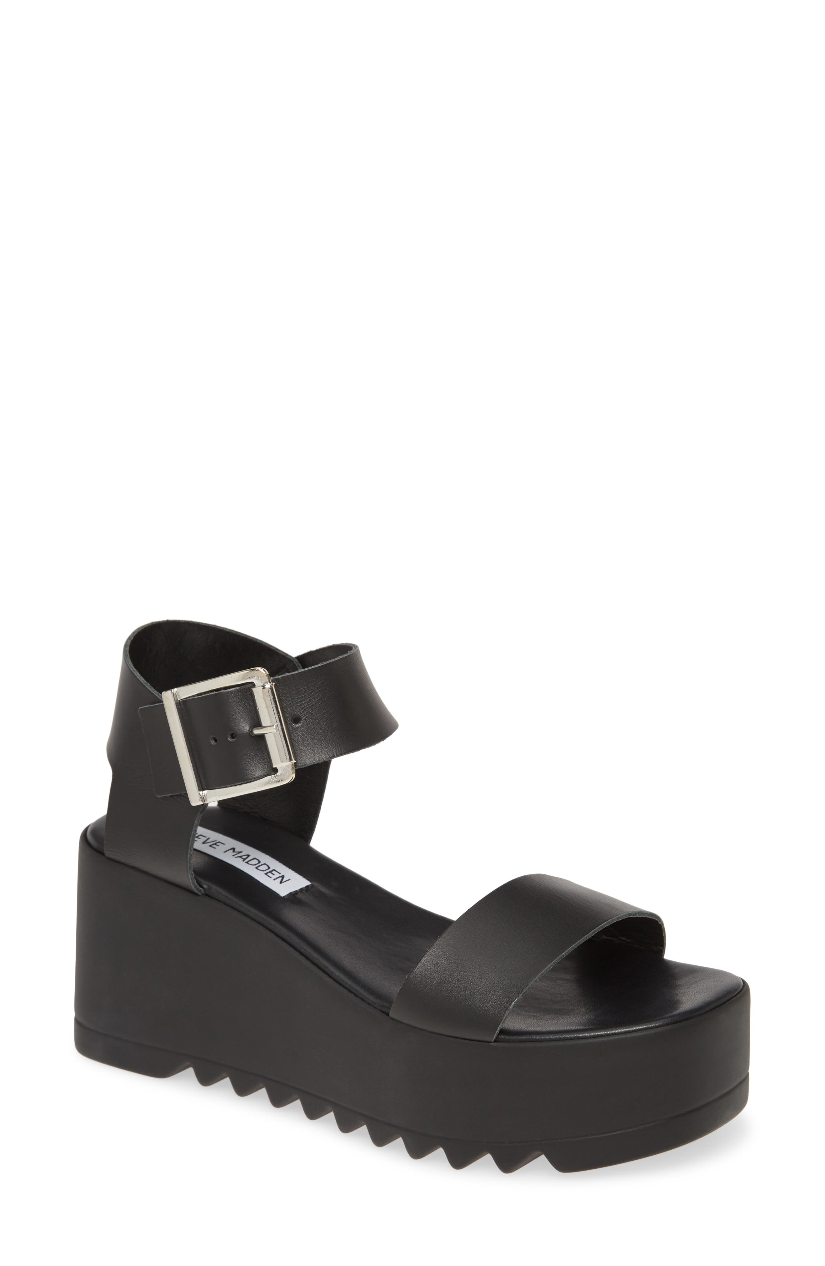 steve madden platform black sandals