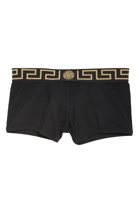 Shop Versace First Line Low Rise Trunks In Black/ Gold