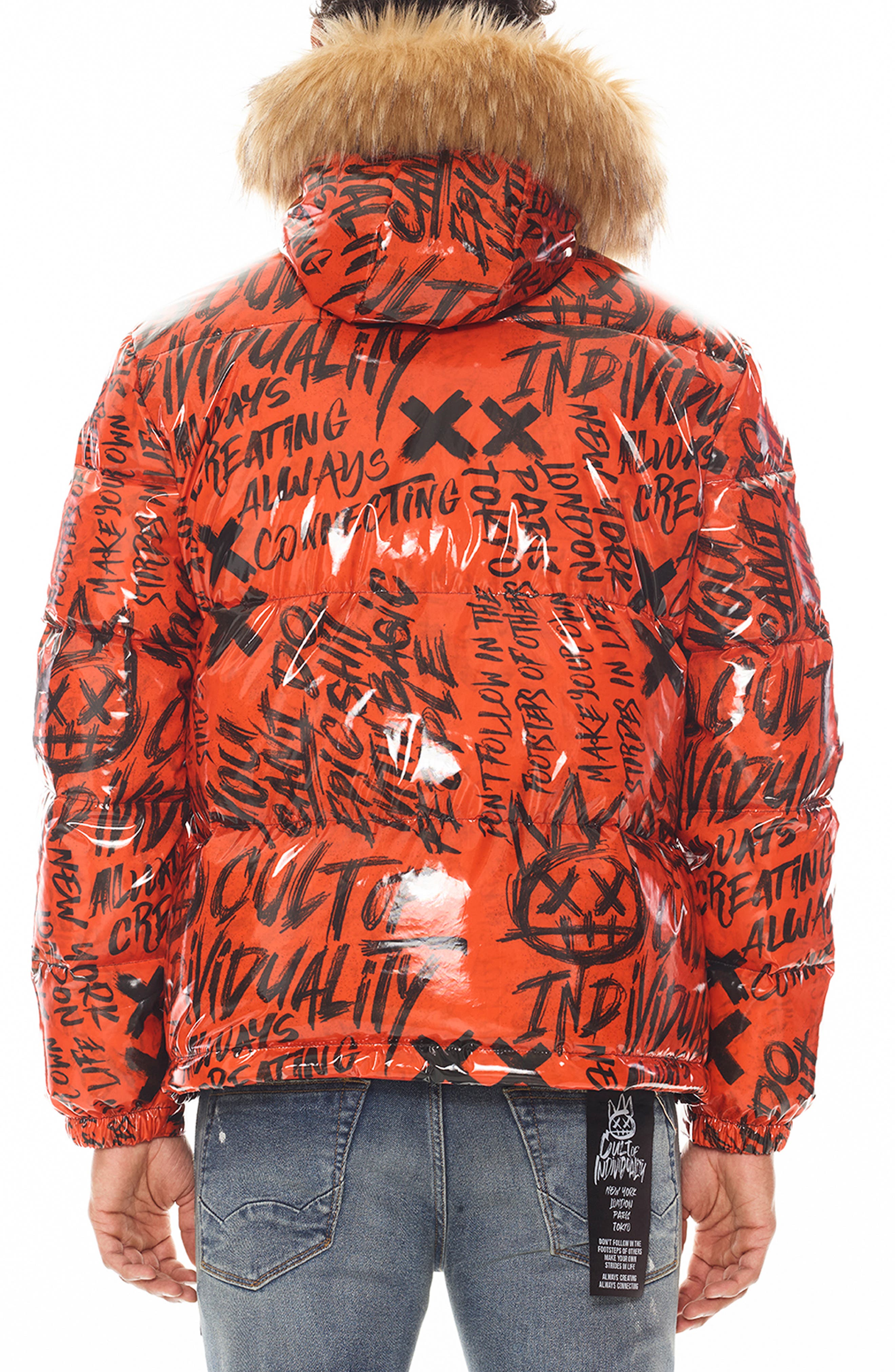 Down Puffer Jacket with Faux Fur Hood 