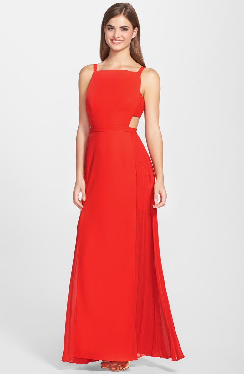 BCBG 'Brielle' Cutout Pleated Side Gown | Nordstrom