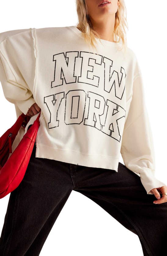 Shop Free People Camden Oversize Graphic Sweatshirt In Cloud Combo New York