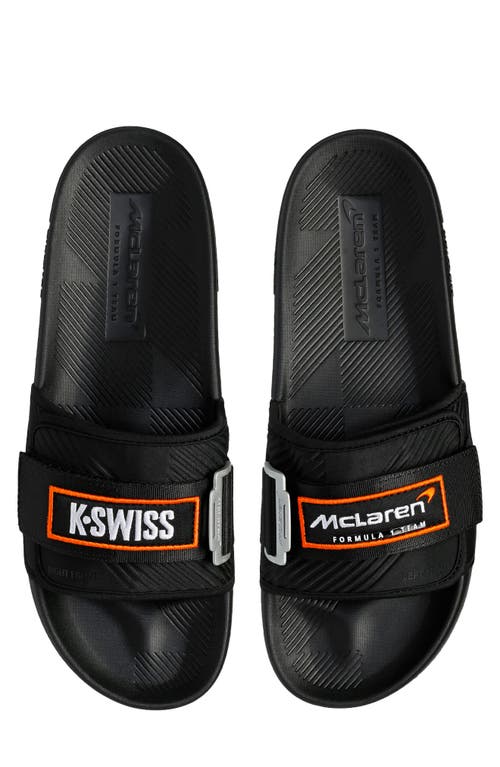 Shop K-swiss X Mclaren Slide Sandal In Black/papaya