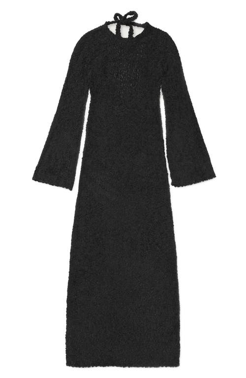 Long Sleeve Cotton Knit Maxi Dress in Black