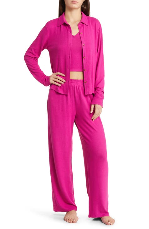 Molly Baby Pink Ribbed Two-Piece Loungewear Set Co-Ord –