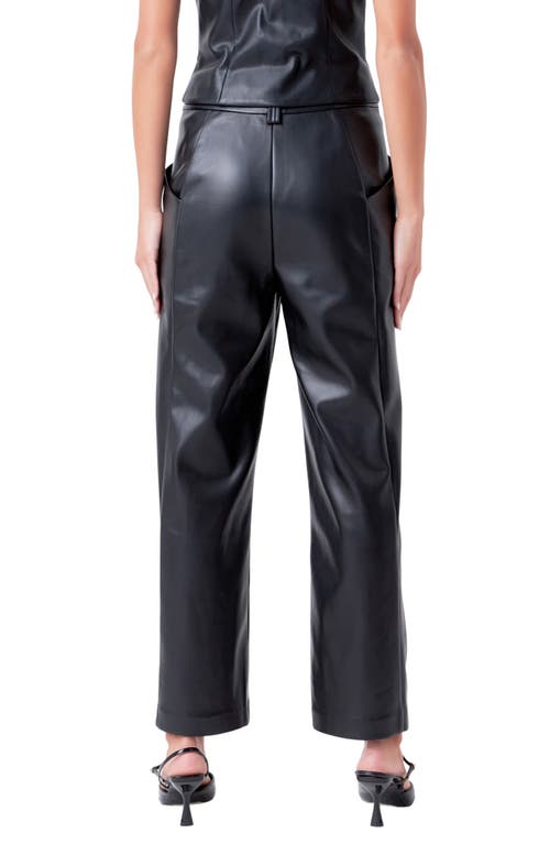 Endless Rose Women's Faux Leather Wide Pocket Pants In Jet Black