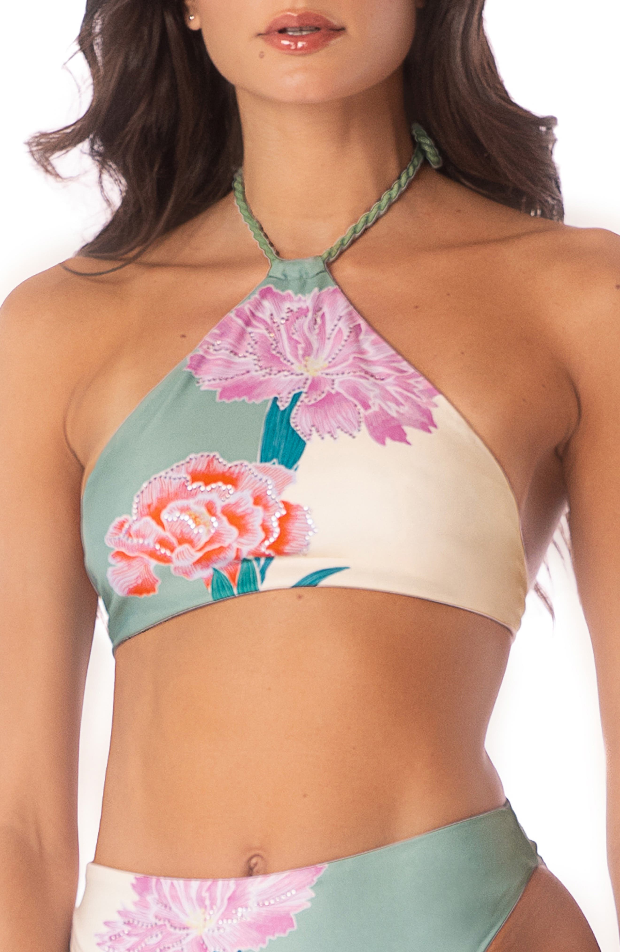 Maaji Eden Rae Reversible Halter Bikini Top in Green 