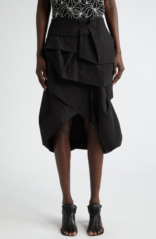 Dries Van Noten Sispy Draped Linen & Cotton Skirt Black 900 at Nordstrom, Us