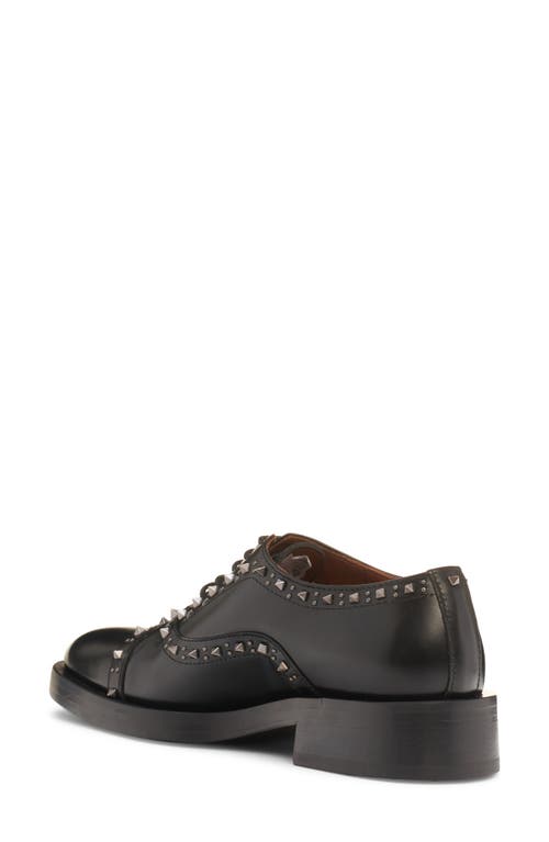 Shop Valentino Garavani Gentleglam Studded Wingtip Oxford In Nero