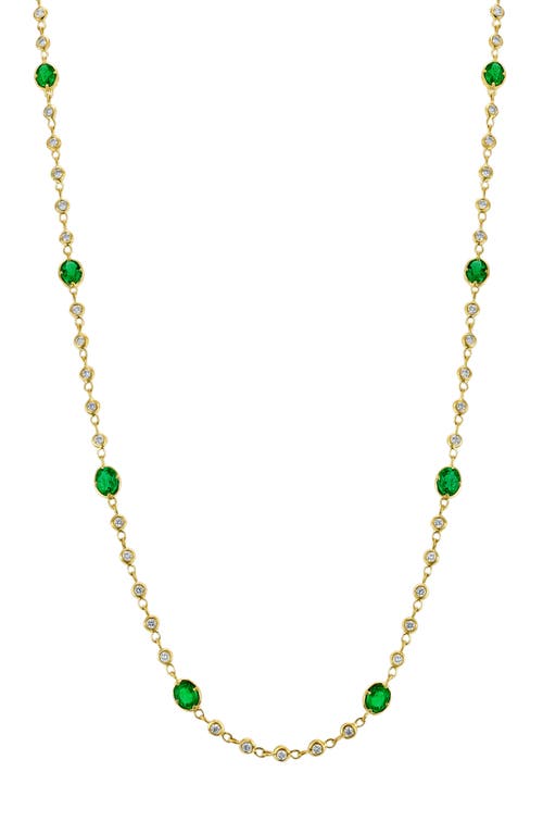 Bony Levy El Mar Station Emerald & Diamond Necklace in 18K Yellow Gold at Nordstrom, Size 17
